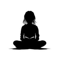 Girl sitting cross-legged and reading a book in a quiet space during afternoon hours vector