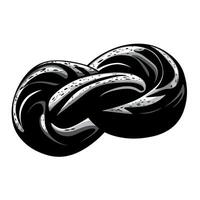 Unique black and white twisted knot design showcasing intricate detailing vector
