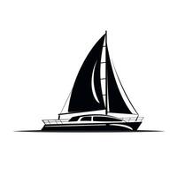 Sailboat gliding smoothly across calm waters with full sails raised at sunset vector