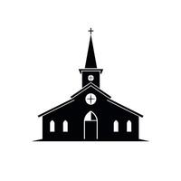 Black silhouette of a traditional church with a steeple against a light background vector