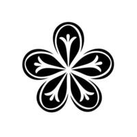 Flower design with intricate patterns in black and white vector
