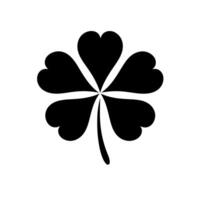 Black silhouette of a four-leaf clover on a light background symbolizing luck and prosperity vector