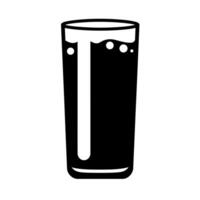 Dark beverage served in a tall glass with bubbles on top in a simple design vector