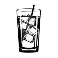 Refreshing cold drink with ice cubes in a clear glass on a summer day vector