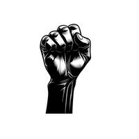 Symbol of strength and resilience shown through a raised fist during a protest for equality vector