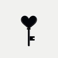 Heart-shaped key symbolizing love and security in a minimalist design vector