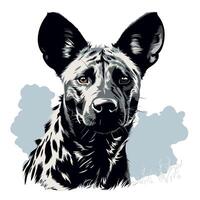 Unique portrayal of an African wild dog with distinctive markings and expression vector