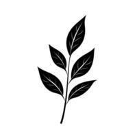 Black silhouette of a leaf branch with detailed veins on a light background vector