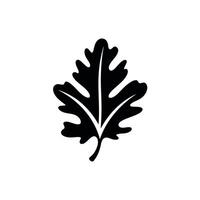 Black and white silhouette of an oak leaf with detailed texture and shape vector