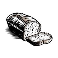 Freshly baked bread loaf with sliced pieces on a white background showing texture and detail vector