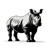 Detailed illustration of a rhinoceros in a bold graphic style showcasing its unique features vector