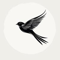 Stylized illustration of a black bird in flight showcasing elegant feathers vector