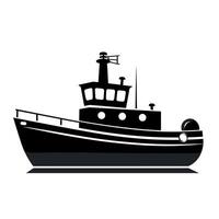 Tugboat silhouette navigating calm waters during a clear day vector