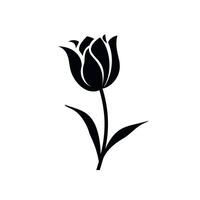 Black tulip silhouette on a white background illustrating natural elegance and simplicity vector