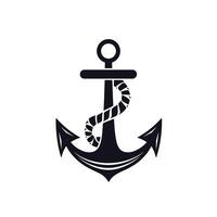 Black anchor design with twisted rope highlight for nautical themes and projects vector