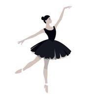 Elegant ballerina performing a graceful dance in a black tutu with a poised posture vector