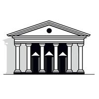 Architectural illustration of a classic building with columns and a triangular pediment vector