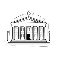 Building with classical architecture featuring a statue on top in a minimalist style vector