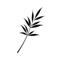 Simple black silhouette of a leafy branch against a white background vector