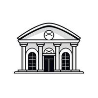 Architectural design of a historic building with columns and a clock vector