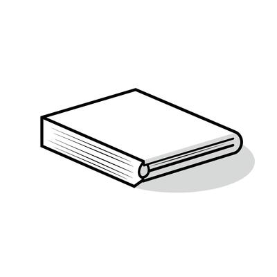 Simple illustration of a closed book on a light background with a soft shadow