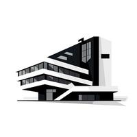 Modern architectural building design with geometric shapes and contrasting colors in urban setting vector
