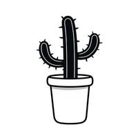 Unique black and white cactus in a pot displayed against a plain background vector