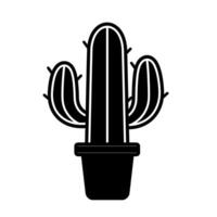 Cactus plant with three arms in a simple black and white design vector
