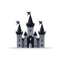 Historic castle with towers and flags set against a plain background vector
