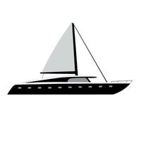 Elegant sailing yacht gliding across tranquil waters under clear skies vector