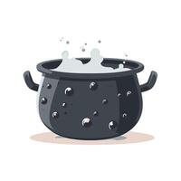 Boiling pot with bubbling liquid in a cozy kitchen setting vector