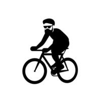 Cyclist riding a bicycle on a clear day in a minimalistic style vector