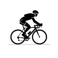 Cyclist in motion on a road during a clear day vector