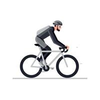 Cyclist in action riding a modern bicycle against a minimalist background vector