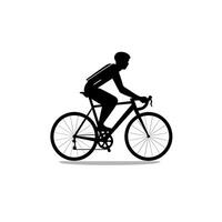 Silhouette of a cyclist riding on a bicycle against a plain background vector