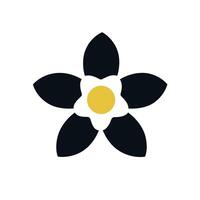 Creative black and white flower design with yellow center on a simple background vector