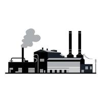Industrial factory with smoke and tall chimneys in a gray color scheme located in an urban area vector