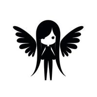 Cute cartoon character with wings stands confidently in a minimalist design setting vector
