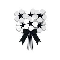 Elegant white flower bouquet with black ribbon for special occasions in minimal design vector