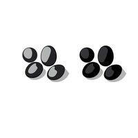 Close-up view of black stones arranged in two groups on a white background vector