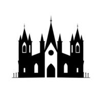 Gothic architecture silhouette featuring intricate towers and pointed arches vector