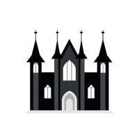 Gothic castle with spires and arched windows set against a plain background vector