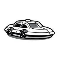 Cartoon-style illustration of a futuristic hover car in minimalist design vector