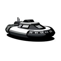 Futuristic black and white hovercraft designed for exploration in urban environments vector