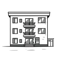 Simple modern building design with balconies and large windows in monochrome style vector