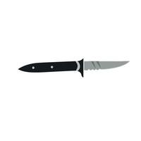 Design showcasing a black handled knife with silver blade in a minimalist style vector
