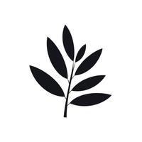 Stylish black silhouette of a leafy branch with varying leaf sizes in minimalist design vector