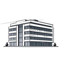 Modern architectural design of a commercial building with large glass windows vector