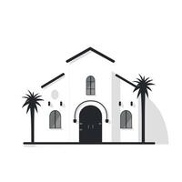 Charming white building with palm trees in sunny outdoor setting vector