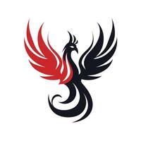 Phoenix symbol with striking black and red wings representing rebirth and transformation vector